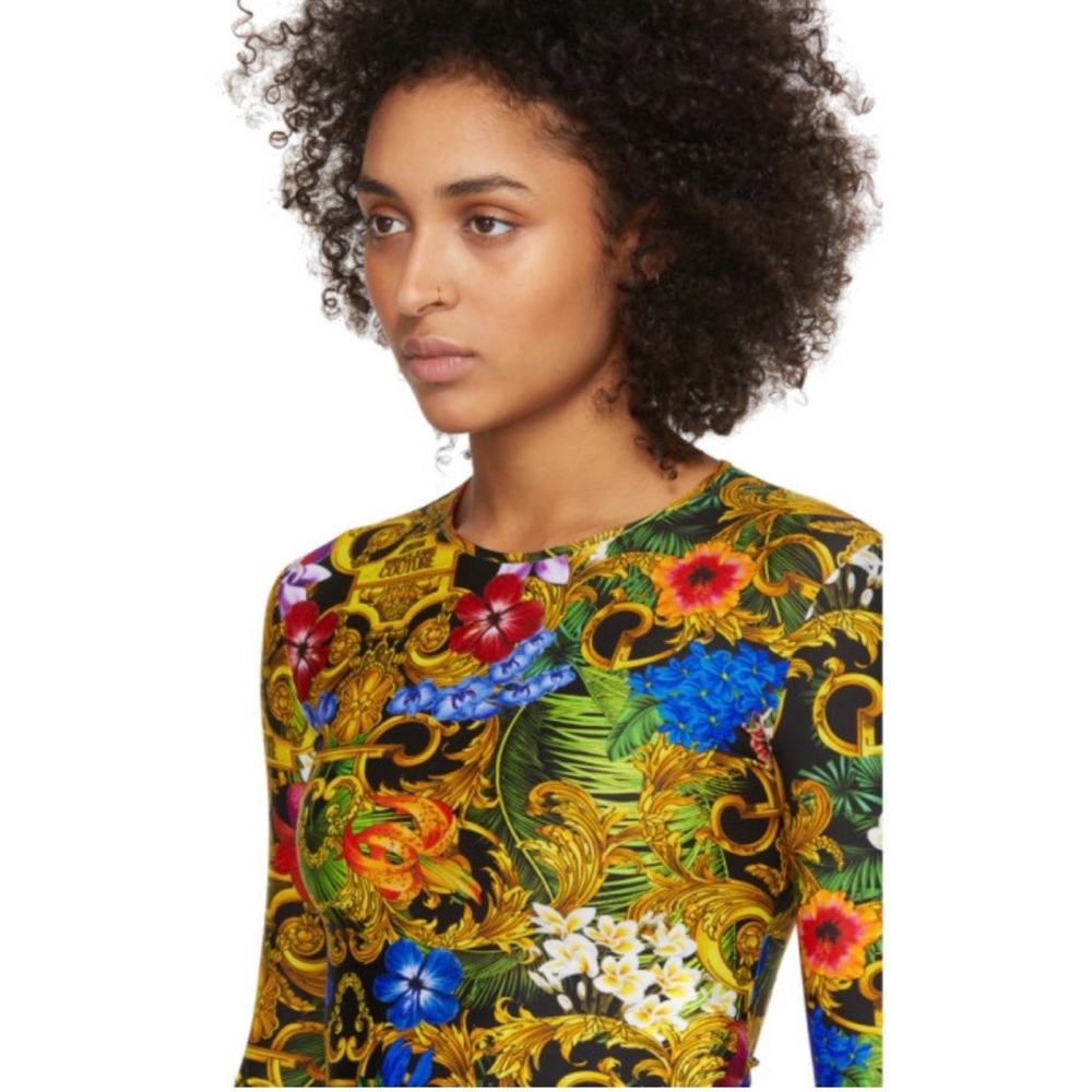 NWT Versace Jeans Couture Multicolor Tropical Barocco Print Bodysuit Size 36 - Picture 8 of 8
